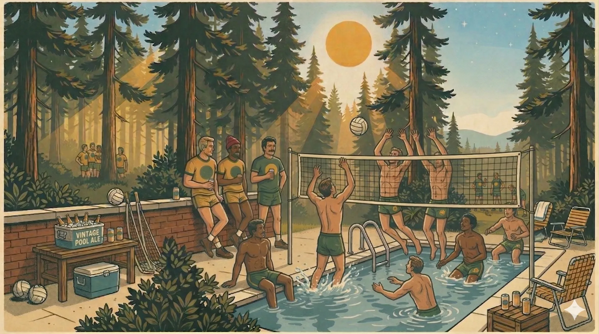 Men playing volleyball